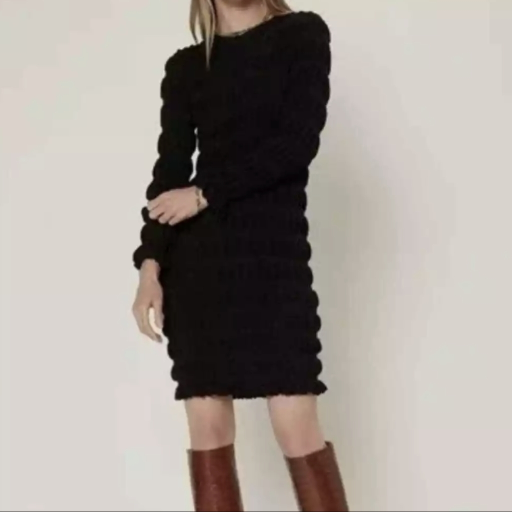 Black Metallic Sweater Dress